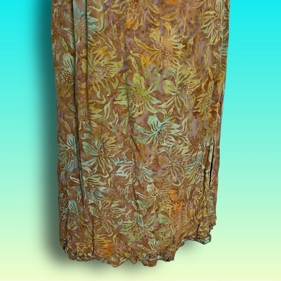 NOMADIC Traders Brown Green Floral Shift A-Line Tunic Tank Dress Medium - Picture 10 of 15